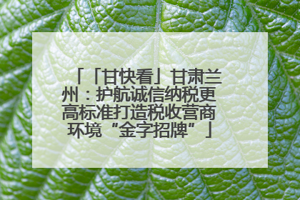 「甘快看」甘肃兰州：护航诚信纳税更高标准打造税收营商环境“金字招牌”
