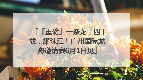 「重磅」一条龙，四十载，耀珠江！广州国际龙舟邀请赛6月1日见