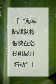 “海军陆战队将很快在洛杉矶展开行动”