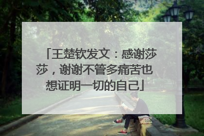 王楚钦发文：感谢莎莎，谢谢不管多痛苦也想证明一切的自己