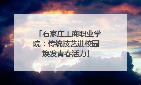 石家庄工商职业学院：传统技艺进校园焕发青春活力