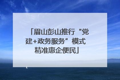 眉山彭山推行“党建+政务服务”模式 精准惠企便民