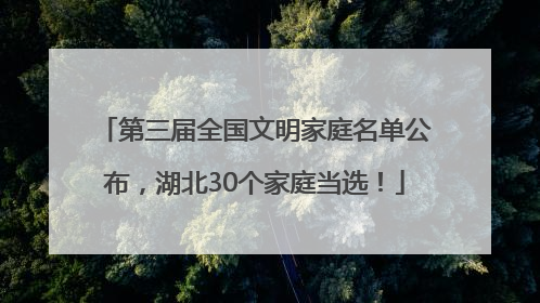 第三届全国文明家庭名单公布，湖北30个家庭当选！