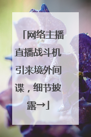 网络主播直播战斗机引来境外间谍，细节披露→