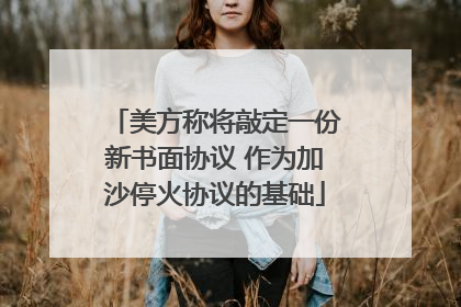 美方称将敲定一份新书面协议 作为加沙停火协议的基础