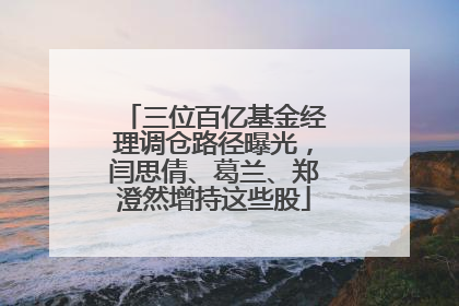 三位百亿基金经理调仓路径曝光，闫思倩、葛兰、郑澄然增持这些股