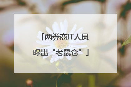 两券商IT人员曝出“老鼠仓”