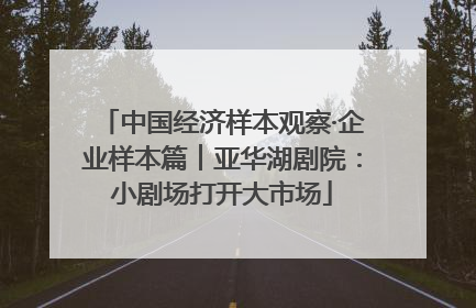 中国经济样本观察·企业样本篇︱亚华湖剧院：小剧场打开大市场