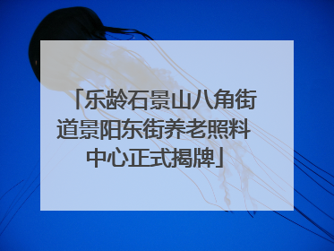 乐龄石景山八角街道景阳东街养老照料中心正式揭牌