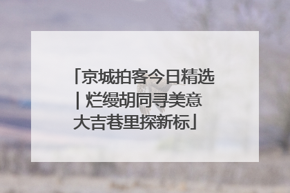 京城拍客今日精选｜烂缦胡同寻美意 大吉巷里探新标