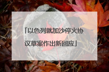 以色列就加沙停火协议草案作出新回应