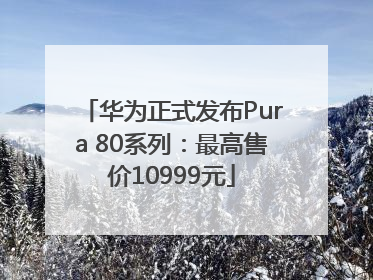 华为正式发布Pura 80系列：最高售价10999元