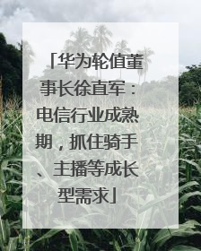 华为轮值董事长徐直军：电信行业成熟期，抓住骑手、主播等成长型需求