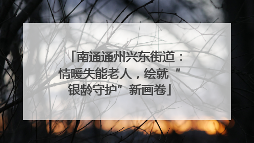 南通通州兴东街道：情暖失能老人，绘就“银龄守护”新画卷