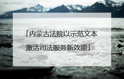 内蒙古法院以示范文本激活司法服务新效能