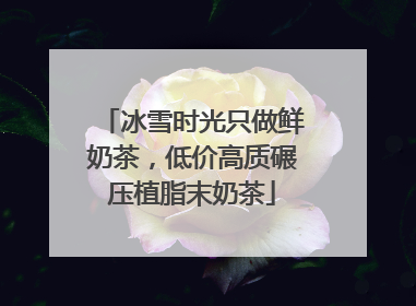 冰雪时光只做鲜奶茶，低价高质碾压植脂末奶茶