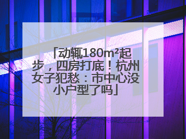 动辄180m²起步，四房打底！杭州女子犯愁：市中心没小户型了吗