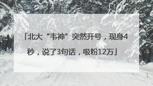 北大“韦神”突然开号，现身4秒，说了3句话，吸粉12万