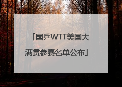 国乒WTT美国大满贯参赛名单公布