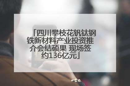 四川攀枝花钒钛钢铁新材料产业投资推介会结硕果 现场签约136亿元