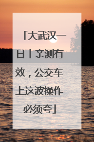 大武汉一日丨亲测有效，公交车上这波操作必须夸