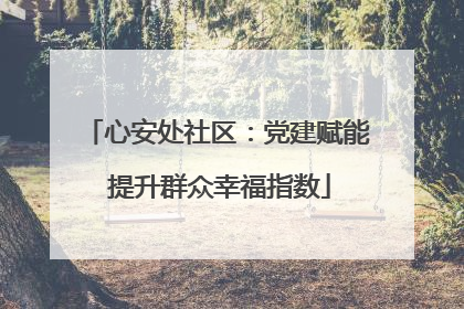 心安处社区：党建赋能 提升群众幸福指数