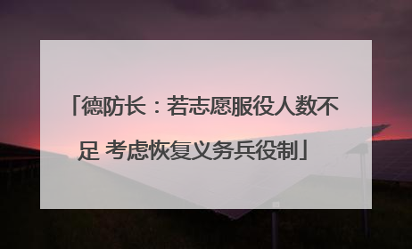 德防长：若志愿服役人数不足 考虑恢复义务兵役制