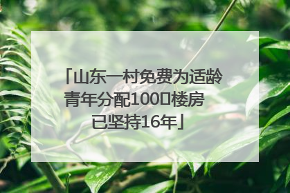 山东一村免费为适龄青年分配100㎡楼房 已坚持16年