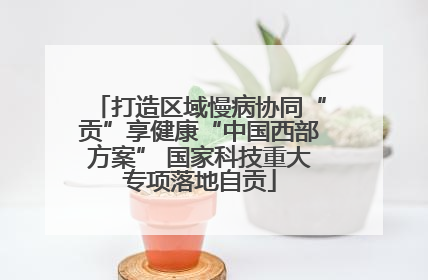 打造区域慢病协同“贡”享健康“中国西部方案” 国家科技重大专项落地自贡
