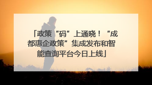 政策“码”上通晓！“成都惠企政策”集成发布和智能查询平台今日上线