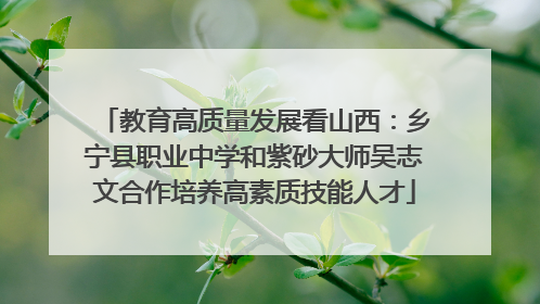 教育高质量发展看山西：乡宁县职业中学和紫砂大师吴志文合作培养高素质技能人才