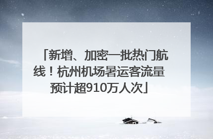 新增、加密一批热门航线！杭州机场暑运客流量预计超910万人次
