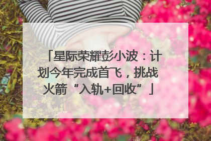 星际荣耀彭小波：计划今年完成首飞，挑战火箭“入轨+回收”