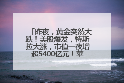 昨夜，黄金突然大跌！美股爆发，特斯拉大涨，市值一夜增超5400亿元！苹果传来大消息