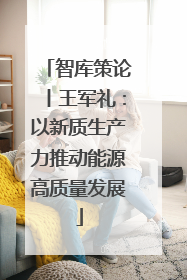 智库策论丨王军礼:以新质生产力推动能源高质量发展