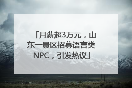 月薪超3万元，山东一景区招募语言类NPC，引发热议