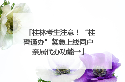 桂林考生注意！“桂警通办”紧急上线同户亲属代办功能→