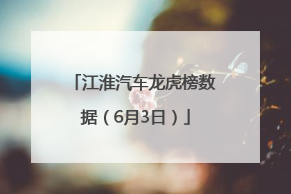 江淮汽车龙虎榜数据（6月3日）