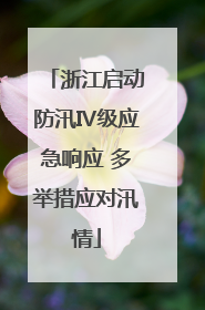 浙江启动防汛Ⅳ级应急响应 多举措应对汛情