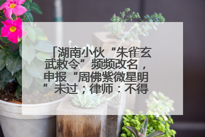 湖南小伙“朱雀玄武敕令”频频改名，申报“周佛紫微星明”未过；律师：不得违背公序良俗