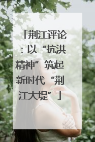 荆江评论：以“抗洪精神”筑起新时代“荆江大堤”