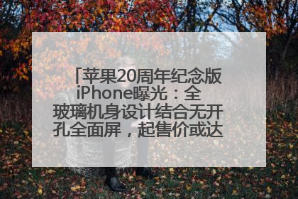 苹果20周年纪念版iPhone曝光：全玻璃机身设计结合无开孔全面屏，起售价或达1.45万人民币
