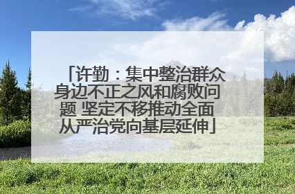许勤：集中整治群众身边不正之风和腐败问题 坚定不移推动全面从严治党向基层延伸