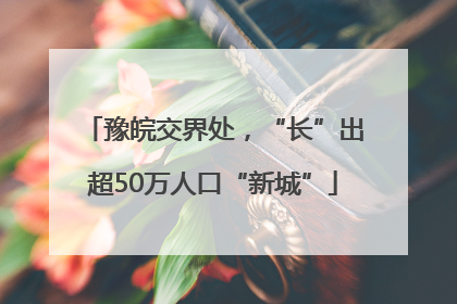 豫皖交界处，“长”出超50万人口“新城”