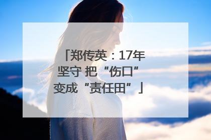 郑传英：17年坚守 把“伤口”变成“责任田”