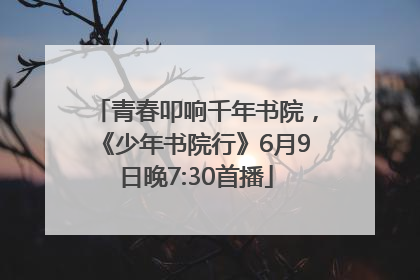 青春叩响千年书院，《少年书院行》6月9日晚7:30首播