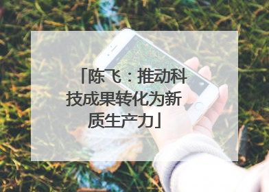 陈飞：推动科技成果转化为新质生产力