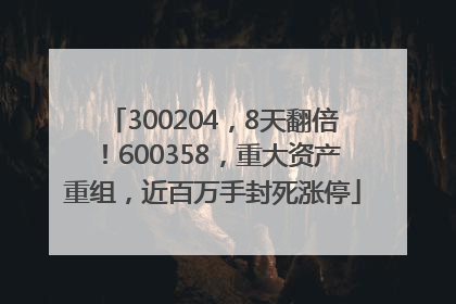 300204，8天翻倍！600358，重大资产重组，近百万手封死涨停