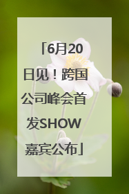 6月20日见！跨国公司峰会首发SHOW嘉宾公布